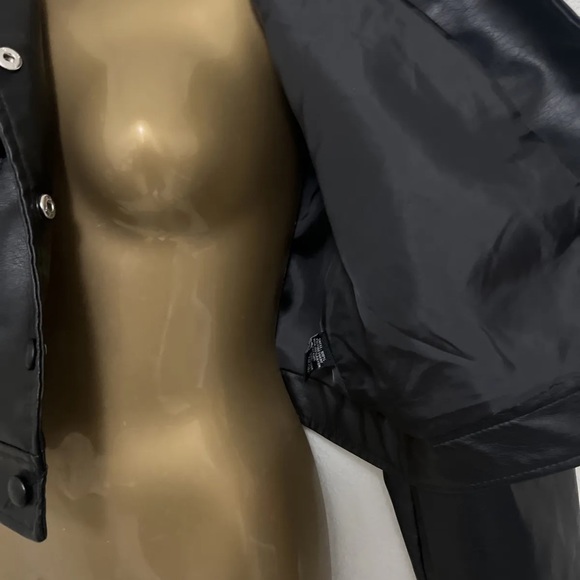 New Look Womens Leather Puff Sleeve Cropped Jacket Blazer Outwear Tops - Picture 5 of 7